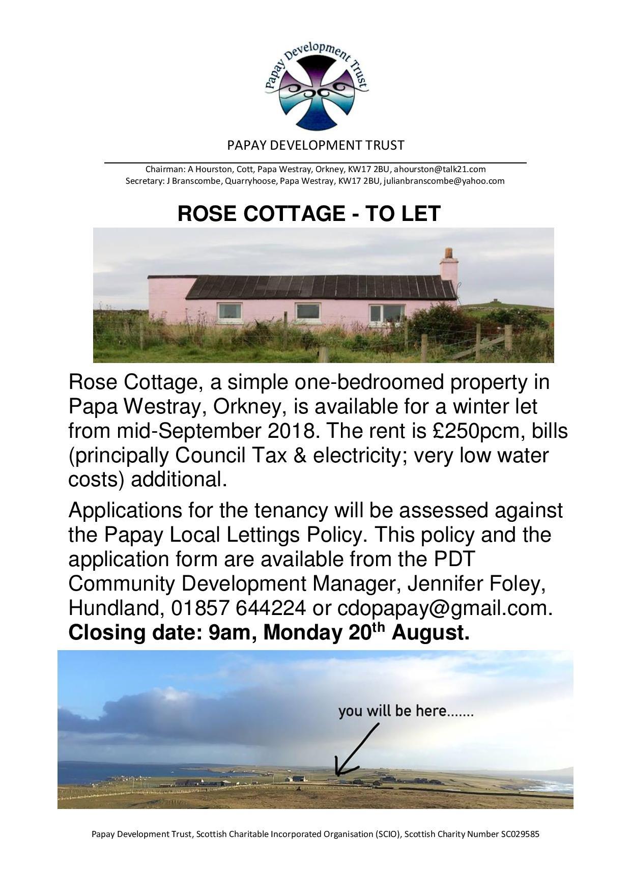 Rose Cottage to let